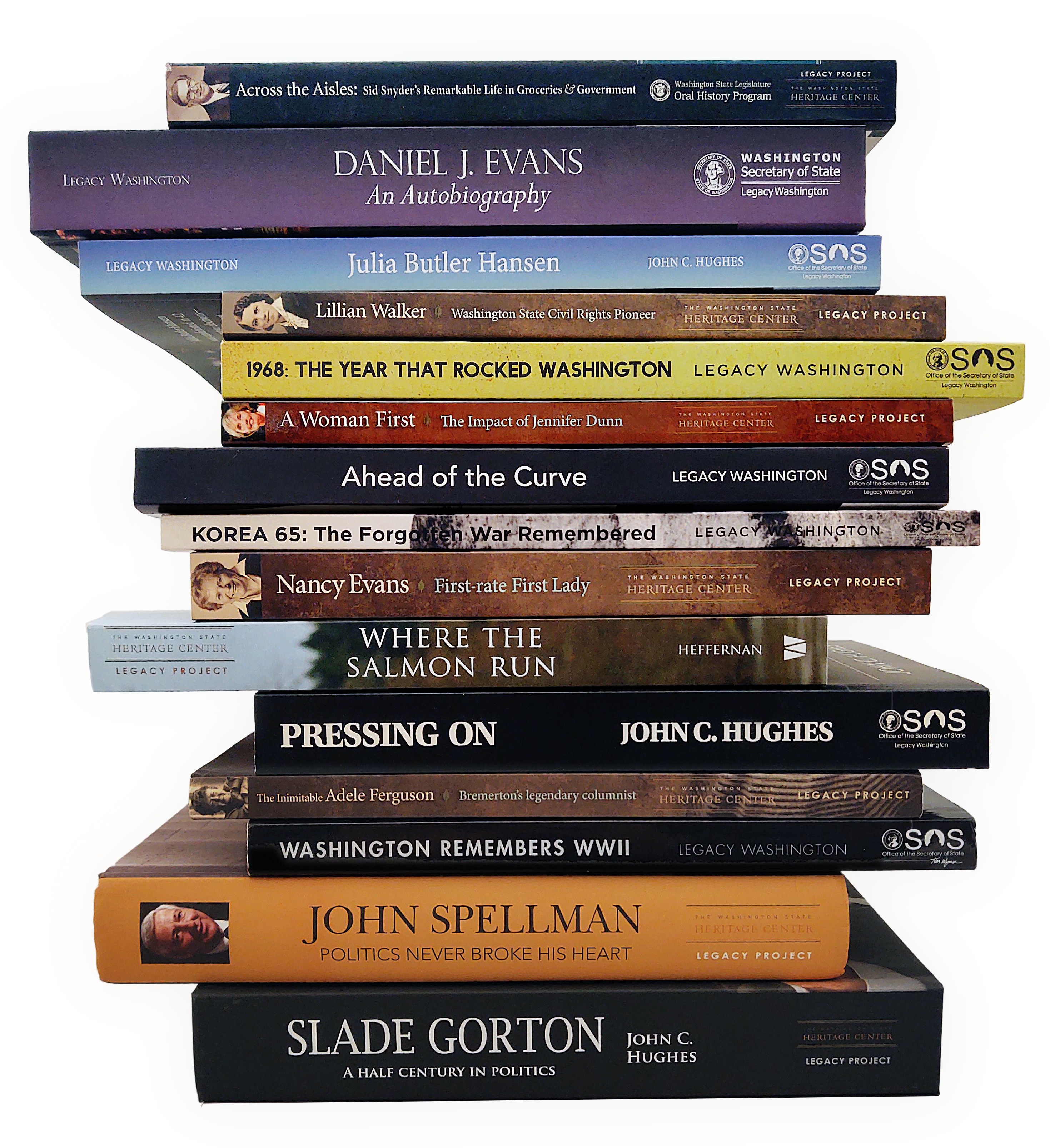 A stack of Legacy Washington published books